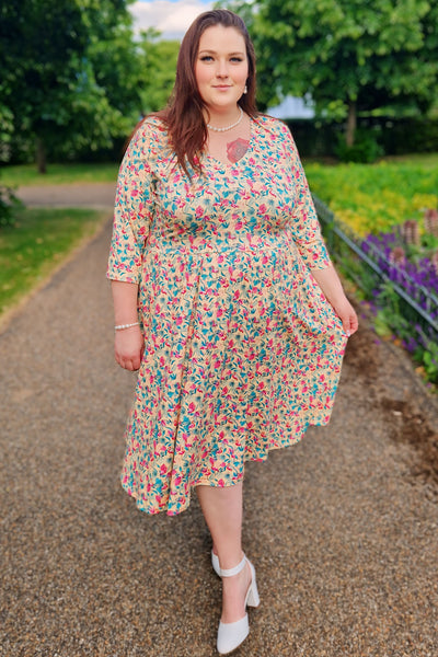 Model photo of Flock Star Flamingo Flared Dress