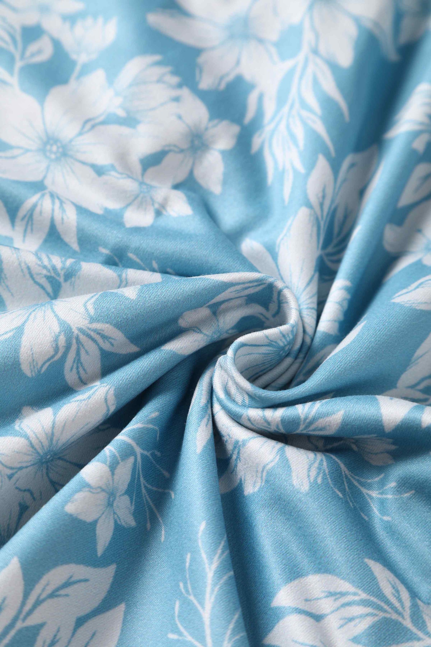 Close up  View of Floral A-line Dress in Light Blue