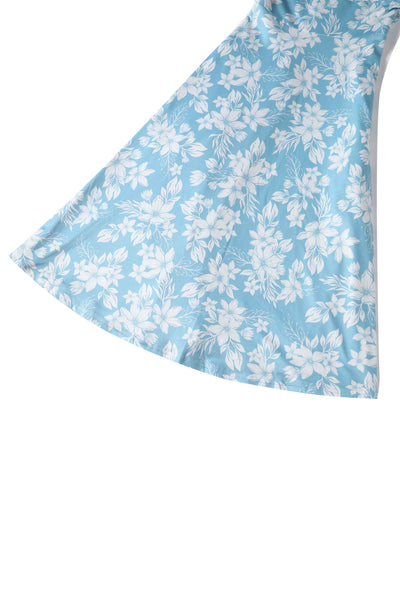 Close up  View of Floral A-line Dress in Light Blue