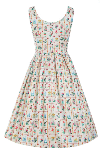 Back view of Floral & Bird Flared Dress