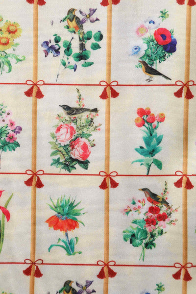 Close up view of Floral & Bird Flared Dress