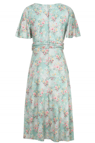 Back view of Floral Day Dress in Light Green