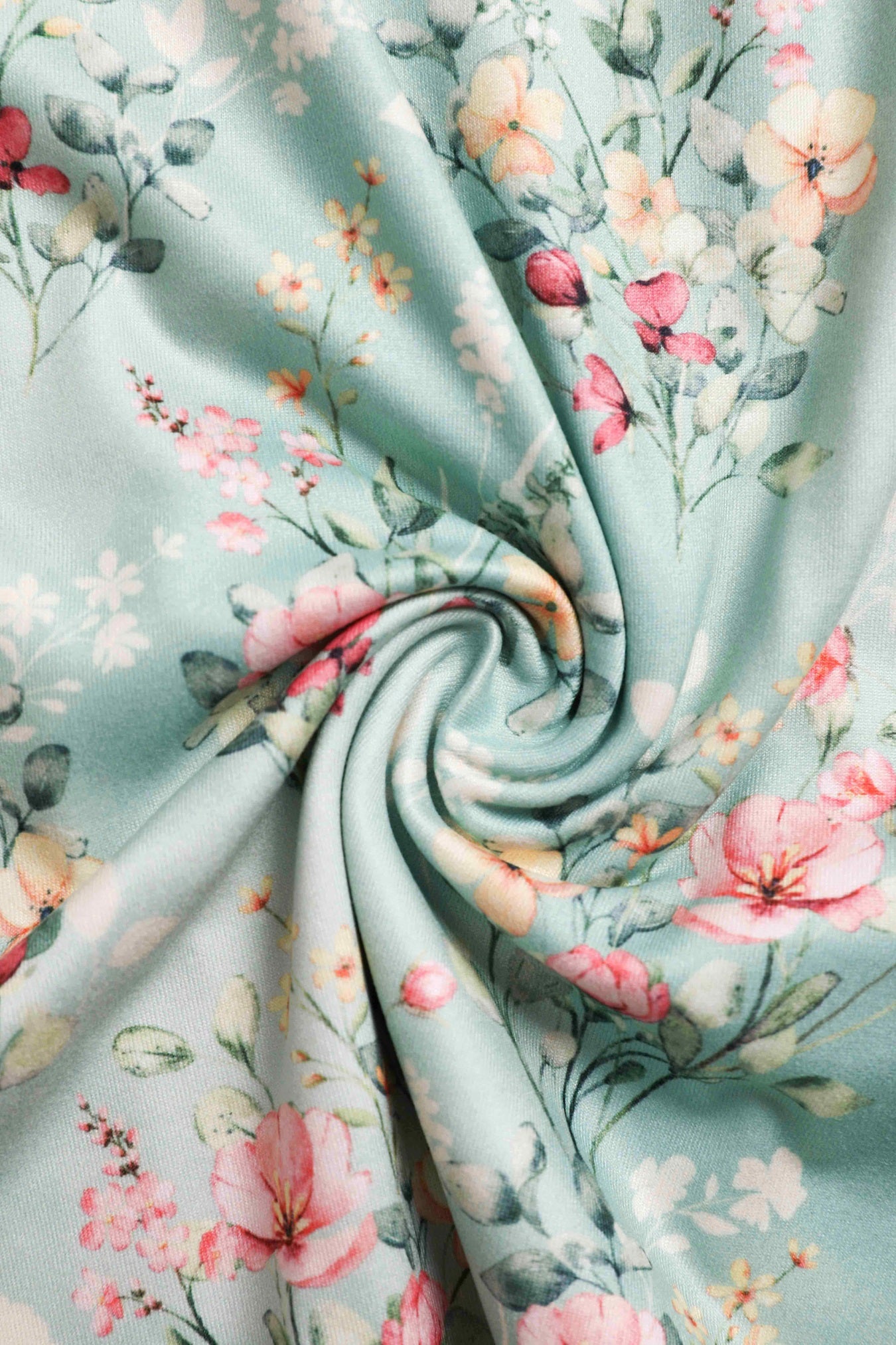 Close up view of Floral Day Dress in Light Green