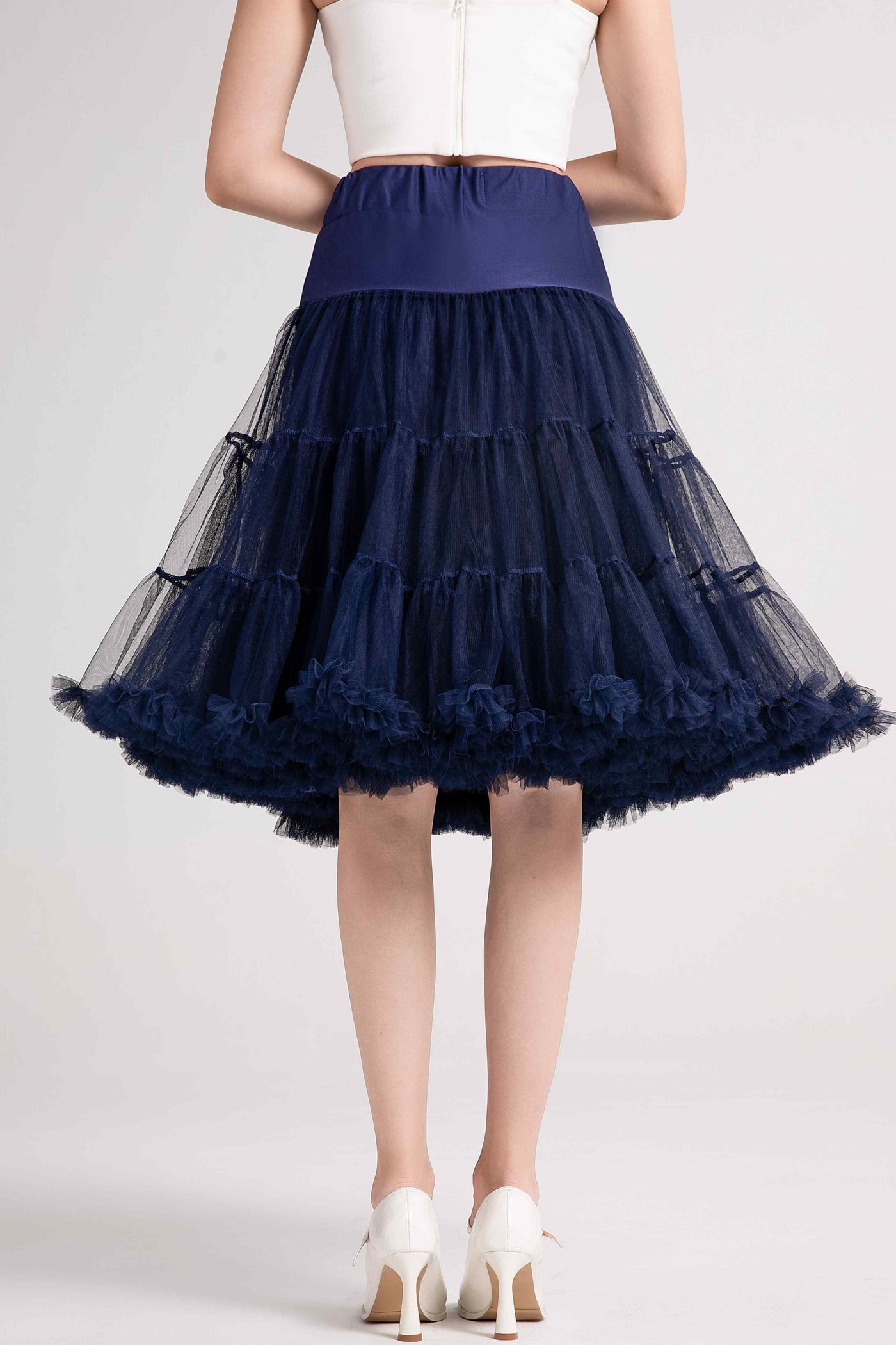 A model wearing Fluffy Navy Blue Petticoat