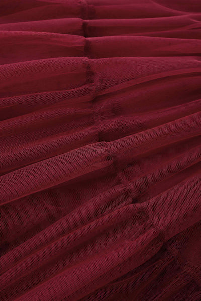 Close up view of Fluffy Net Petticoat 25.5 In Burgundy