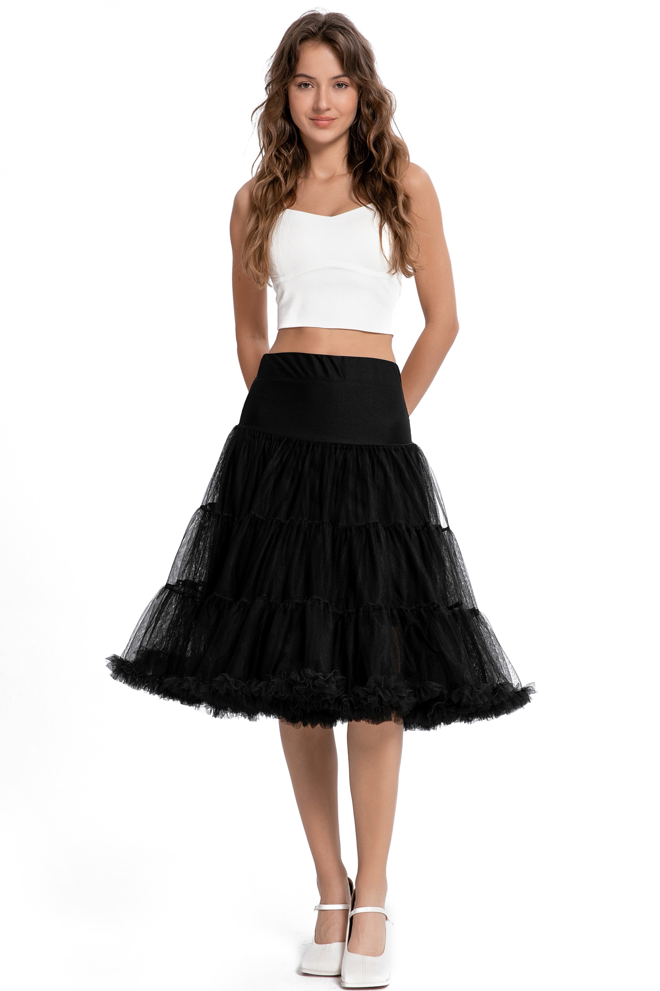 Fluffy Net Petticoat 25.5 In Black