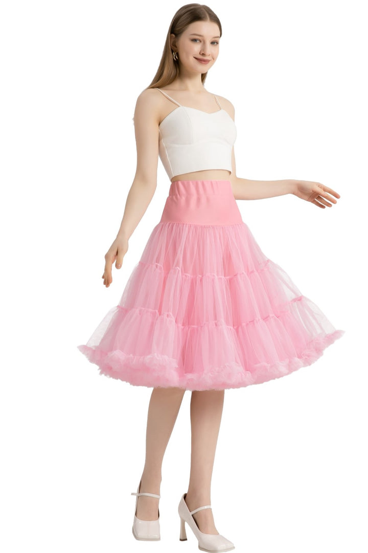 Women's Puffy Tulle Petticoat / Underskirt - 5 Layer Midi Length For Weddings & Costumes (Lilac) - View #6