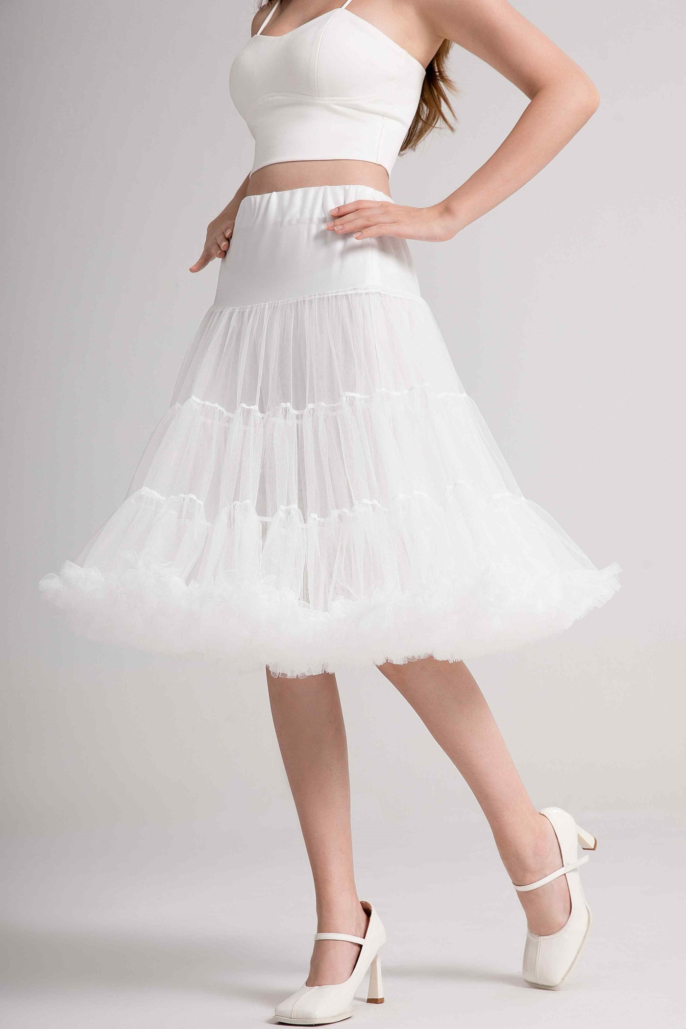 Front view of Fluffy White Petticoat