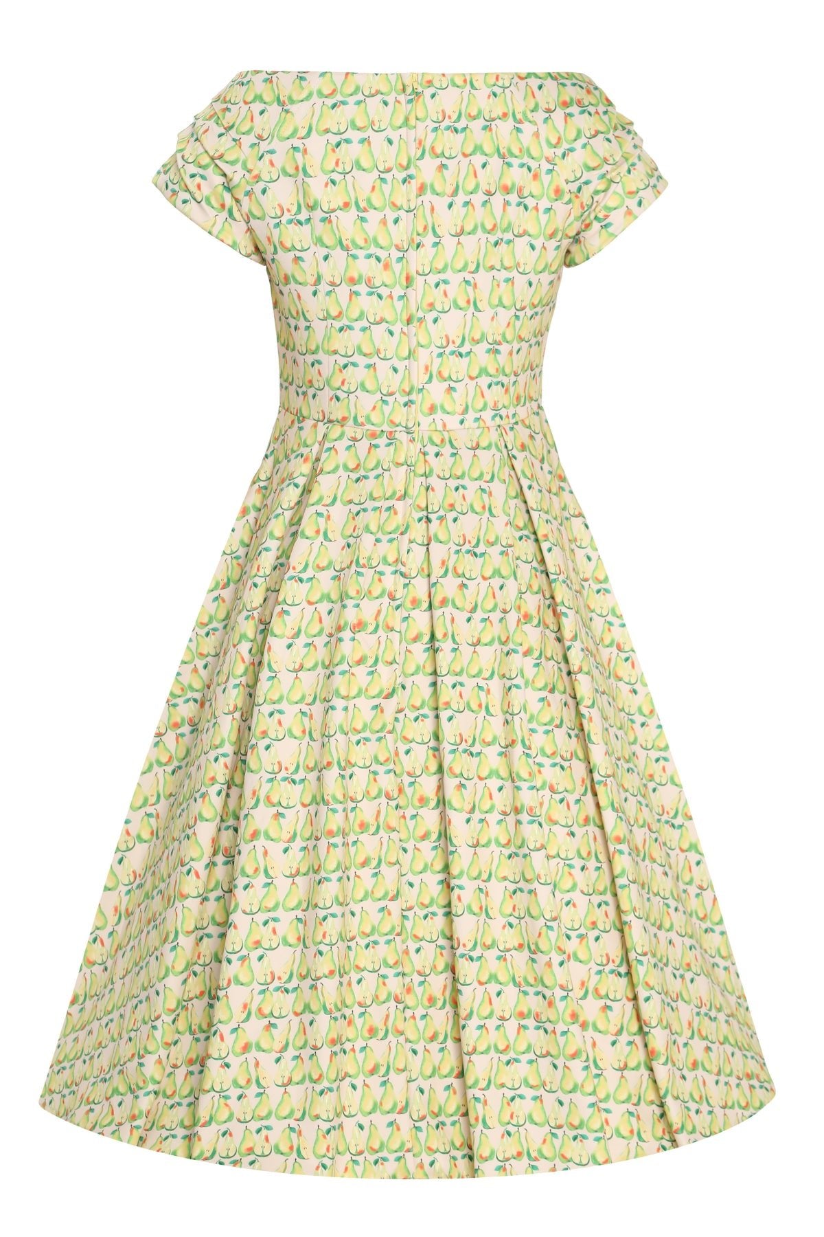Back view of Fruity Pear Off Shoulder Dress