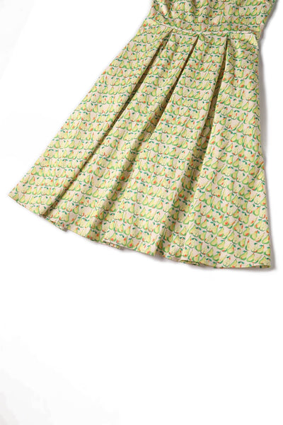 Close up view of Fruity Pear Off Shoulder Dress