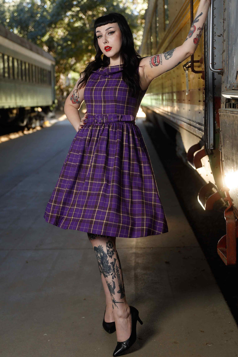 Purple rockabilly dress clearance