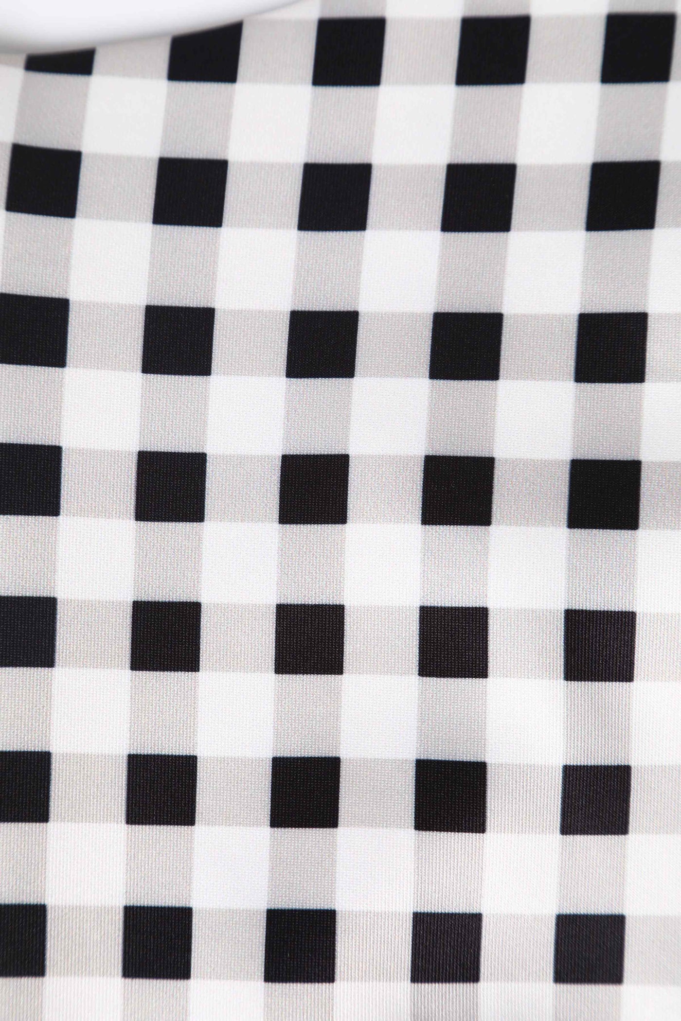 Close up View of Gingham Pencil Dress in White and Black