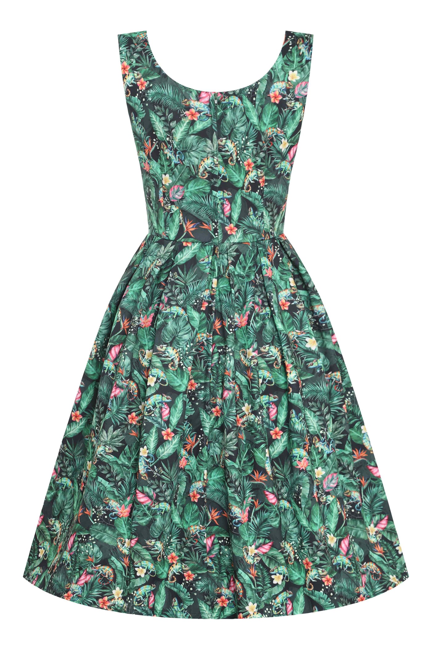 Back view of Green Chameleon Swing Dress