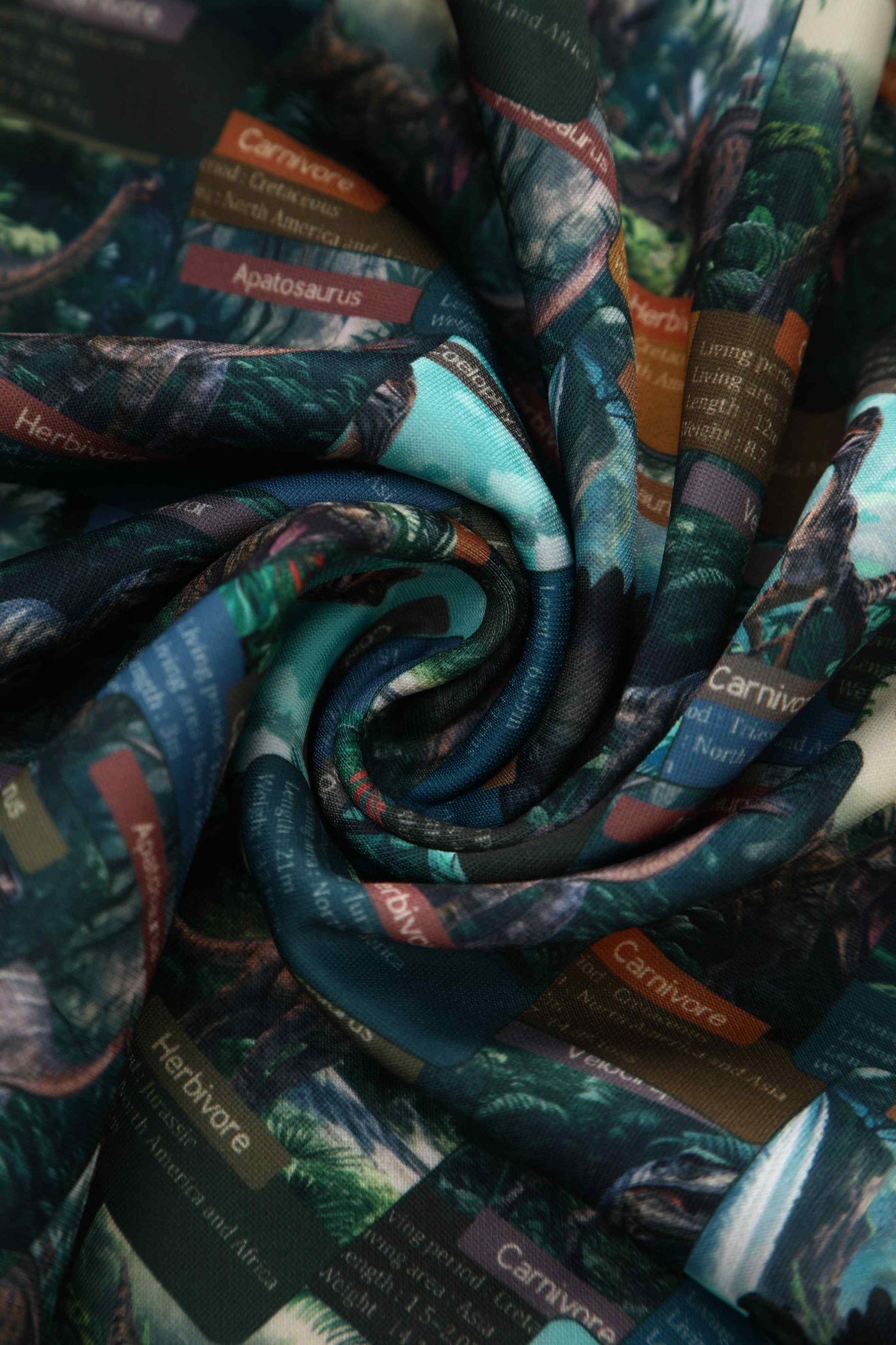 Close up view of Green Dinosaur Flash Card Swing Dress