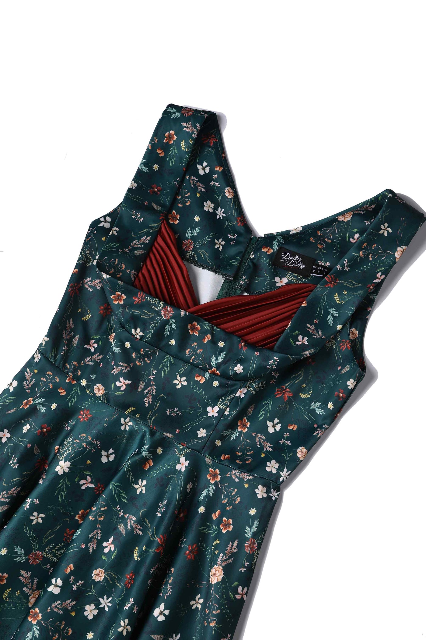 Close up view of Green Ditsy Floral Circle Dress