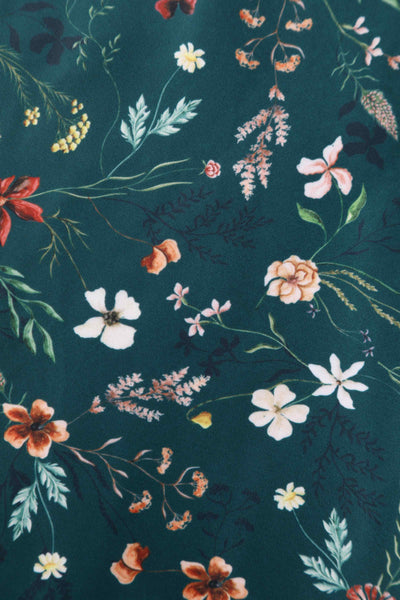 Close up view of Green Ditsy Floral Circle Dress