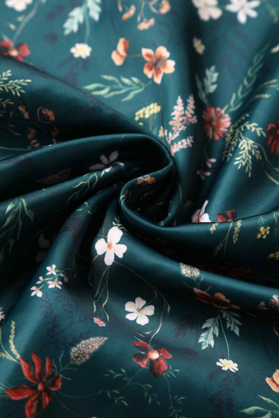 Close up view of Green Ditsy Floral Circle Dress