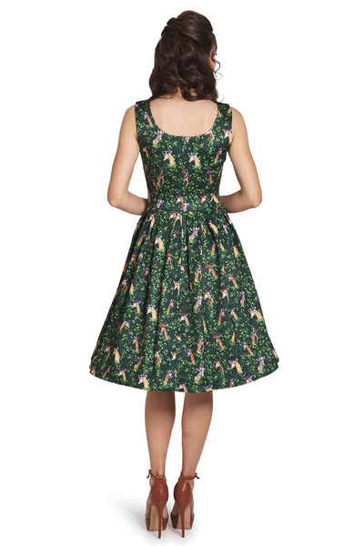 Model wearing Green Giraffe Swing Dress