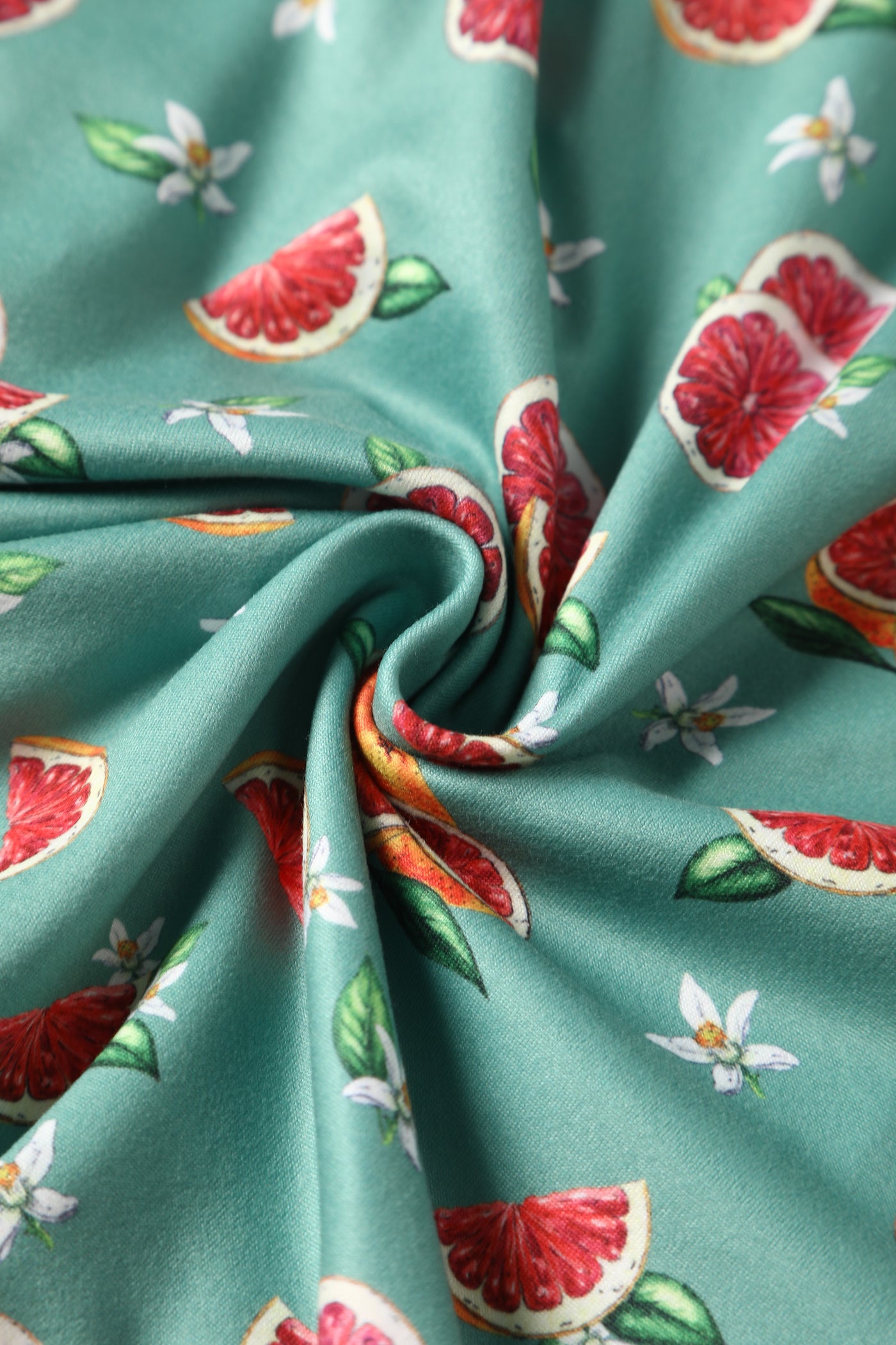 Close up view of Green Grapefruit Petal Sleeved Tea Dress