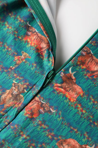 Green Highland Cattle Dress