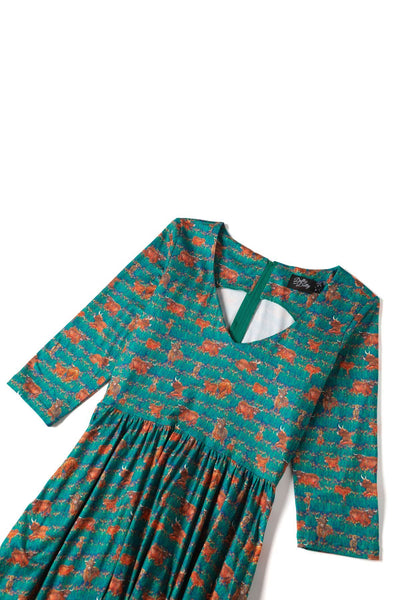 Green Highland Cattle Dress