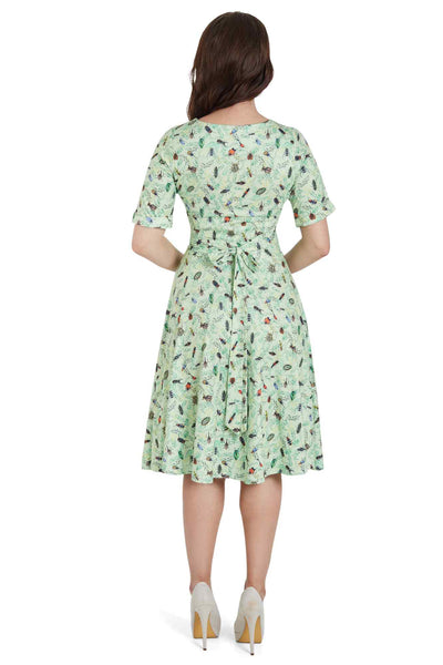 Green Mint Bug Wrap Dress