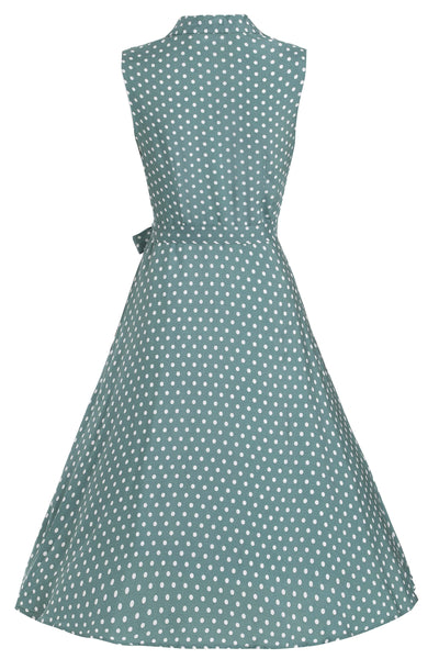 Women's Green Polka Dot Shirt Dress back view
