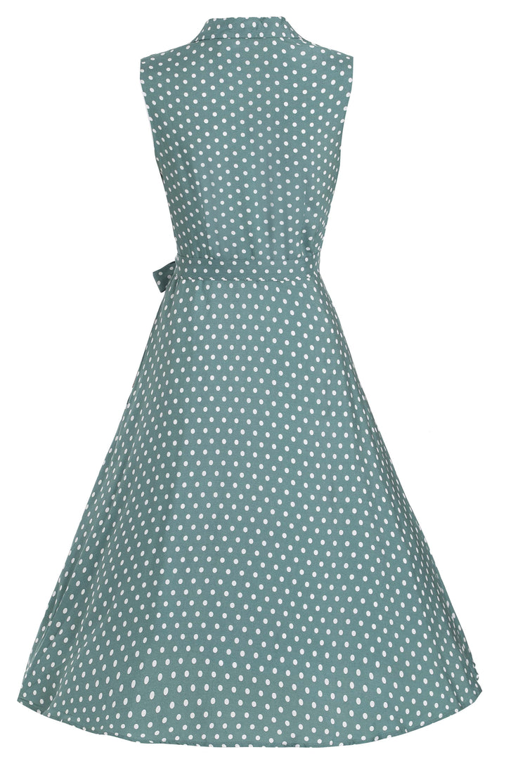 Women's Green Polka Dot Shirt Dress