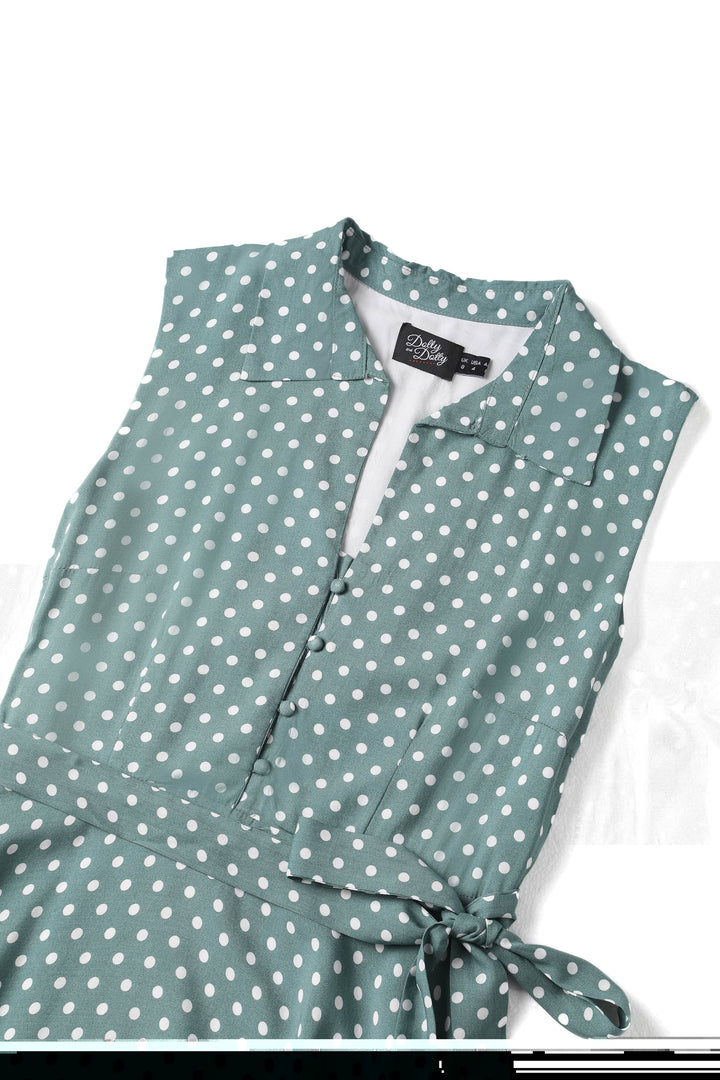 Women's Green Polka Dot Shirt Dress Women's Green Polka Dot Shirt Dress