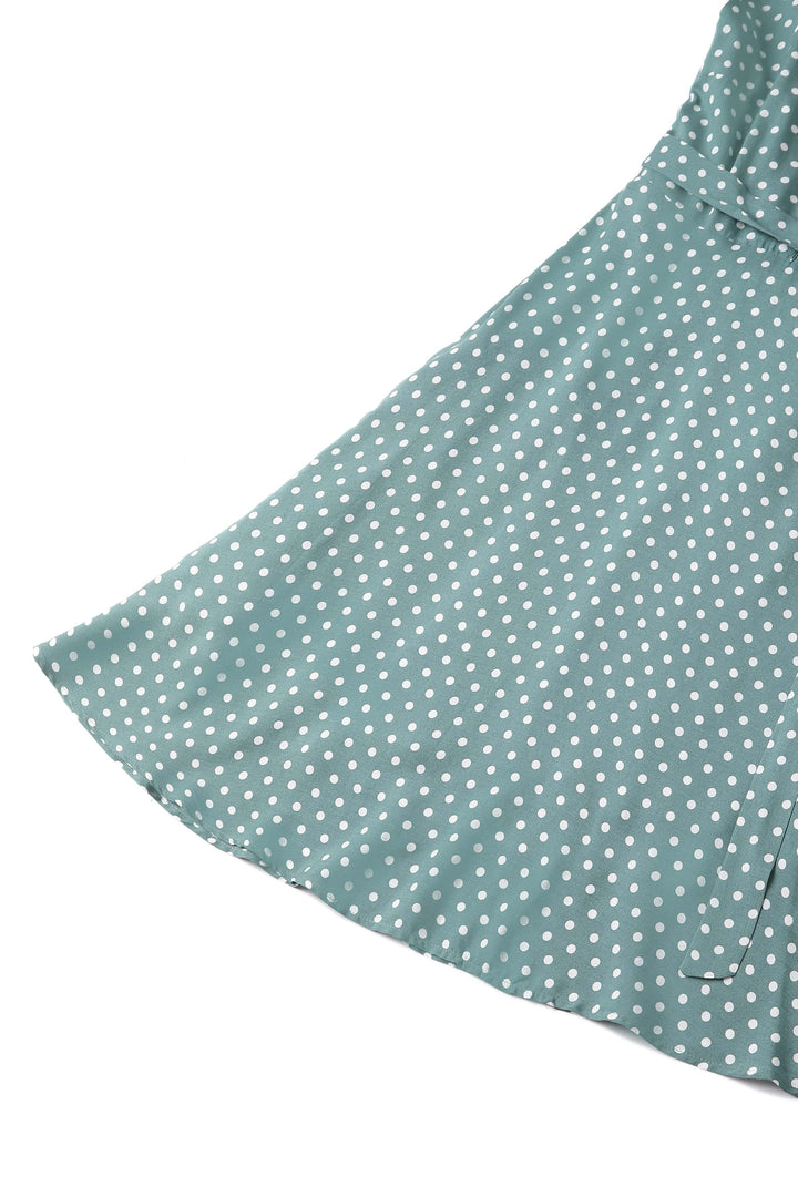 green emerald velvet dress Women's Green Polka Dot Shirt Dress
