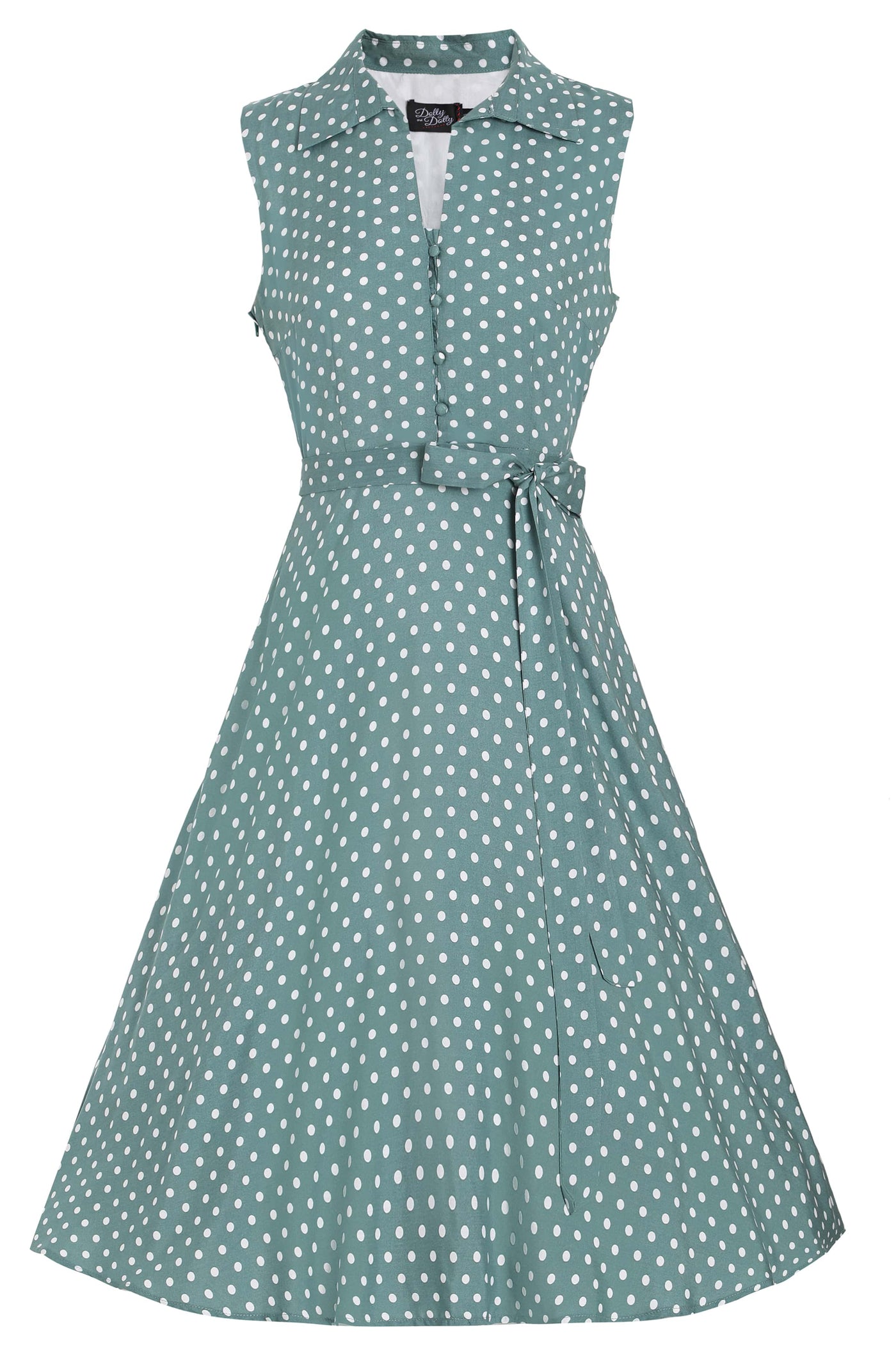 Green polka dot shirt dress sales