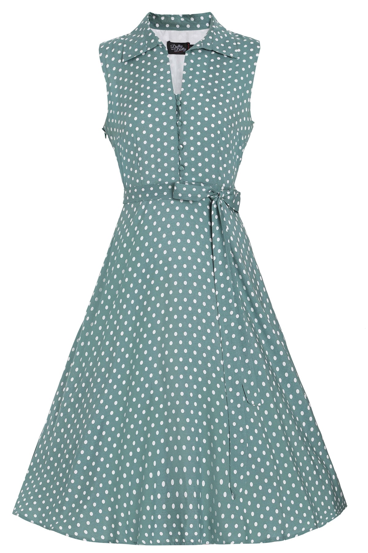 Women's Green Polka Dot Shirt Dress Women's Green Polka Dot Shirt Dress