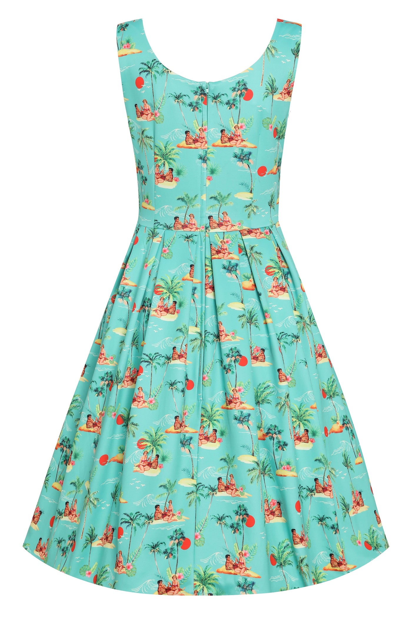 Green Sunset Pinup Couple Swing Dress