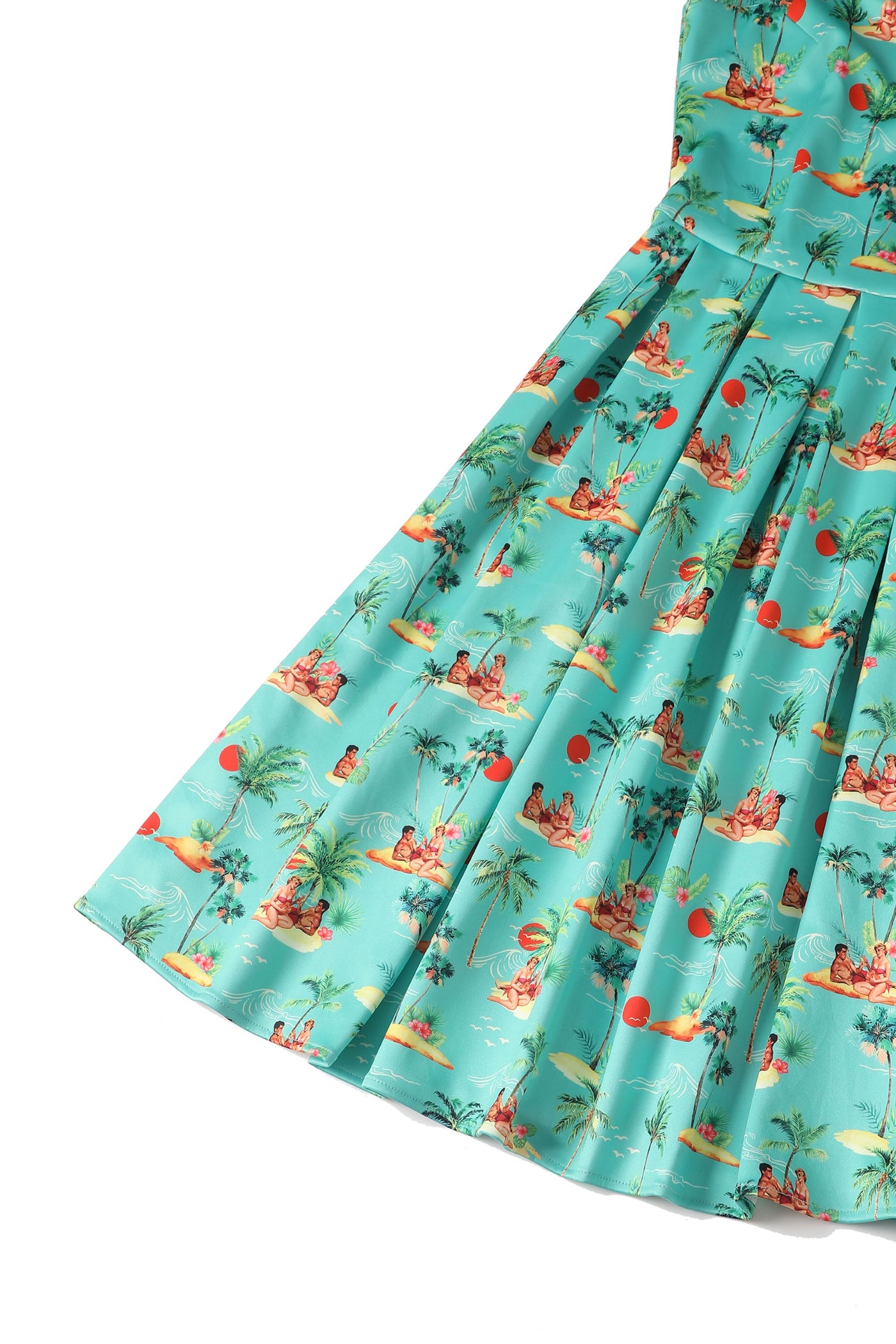 Green Sunset Pinup Couple Swing Dress