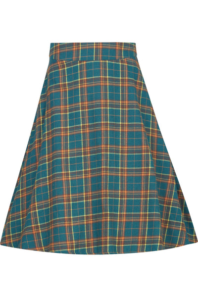 Green Tartan Skater Full Swing Skirt Front