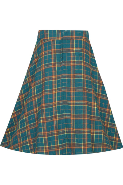 Green Tartan Skater Full Swing Skirt Back