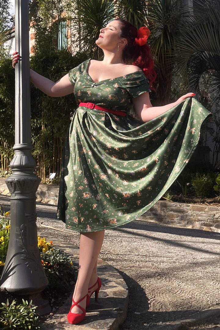 green woodland dress Woodland Animals Sunset Elizabeth Dress by Retrolicious 3X-Large