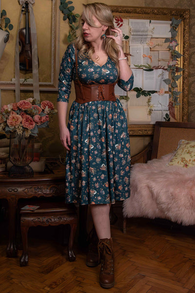Green Woodland Deer & Owl Dress