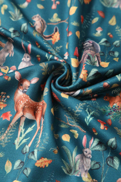 Close up view of Green Woodland Jumpsuit