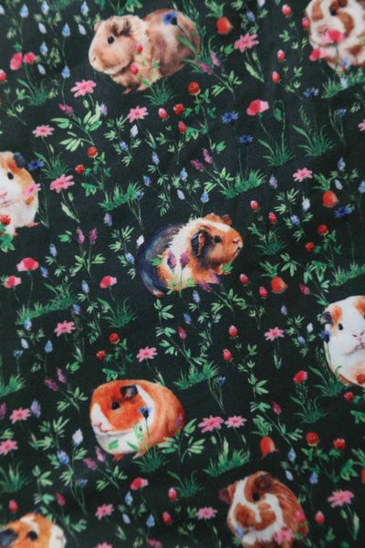 Close up View of Guinea Pig Print Dress in Green