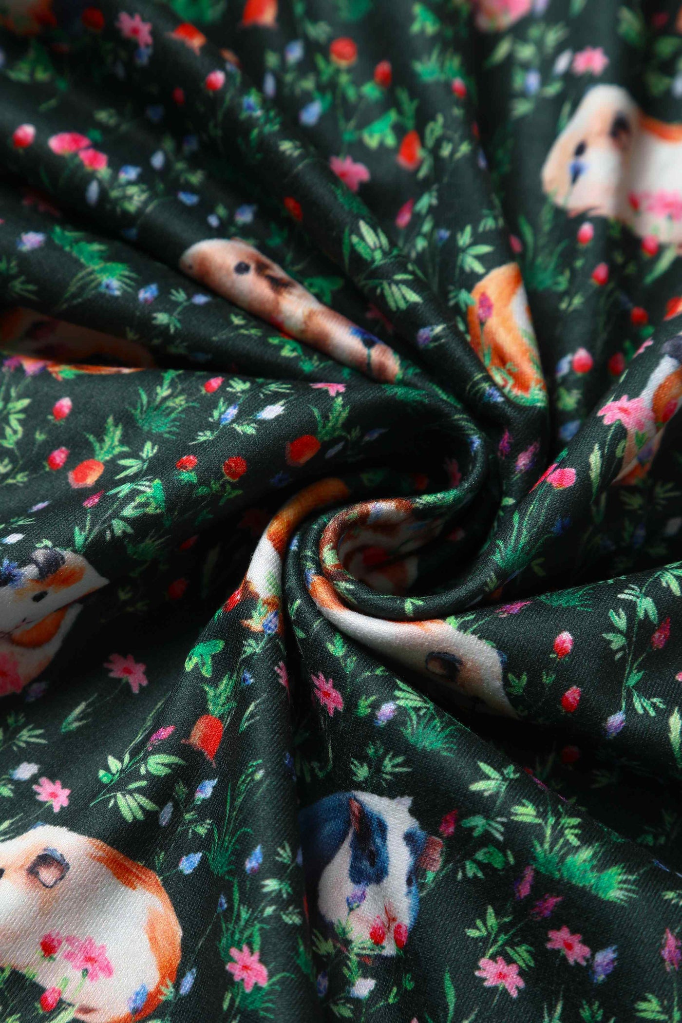 Close up View of Guinea Pig Print Dress in Green