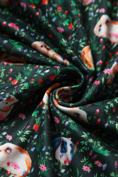 Close up View of Guinea Pig Print Dress in Green