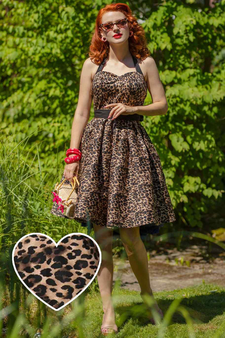 Sophia Halterneck Brown/Black Leopard Print Swing Dress Sophia Halterneck Brown/Black Leopard Print Swing Dress