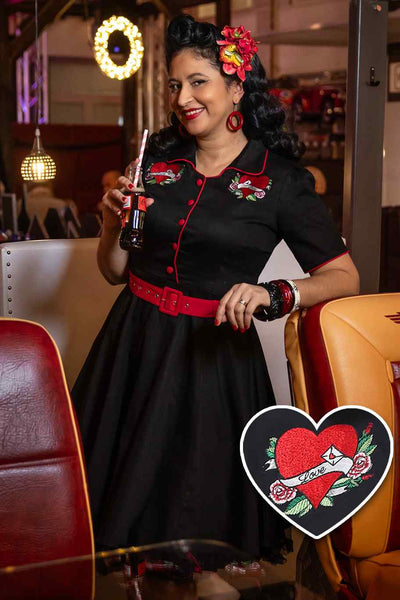 Heart Embroidery Shirt Dress