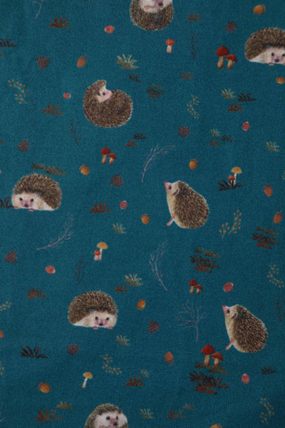 Close up view of Hedge and Mushroom Print Dress in Green