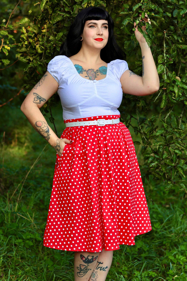 High waisted long polka dot skirt deals
