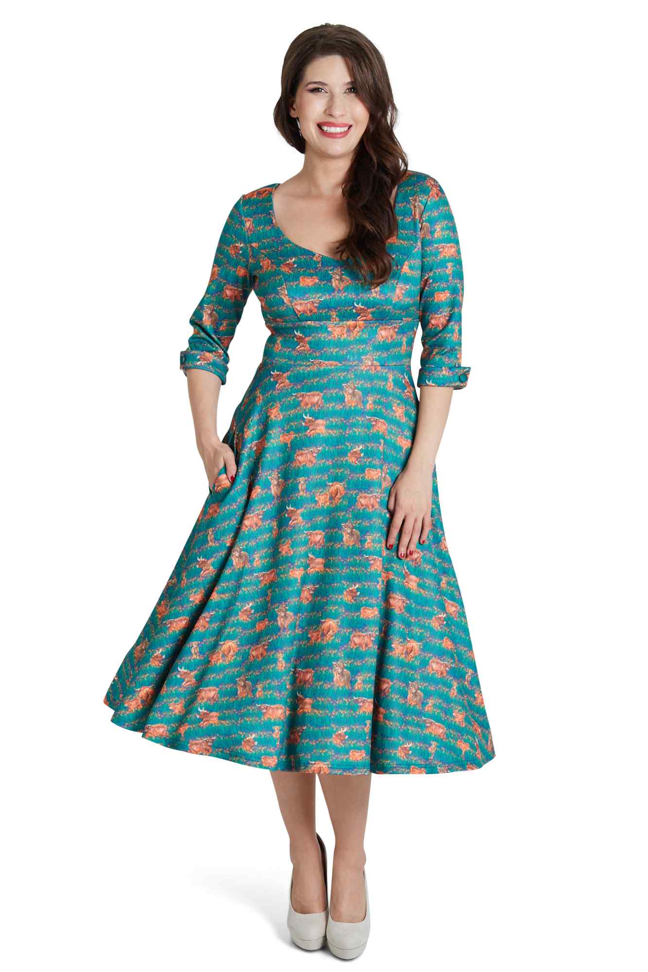  Highland Cow Midi Dress