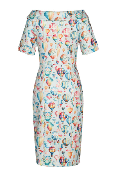 Back view of Hot Air Balloon Fitted Off Shoulder Dress