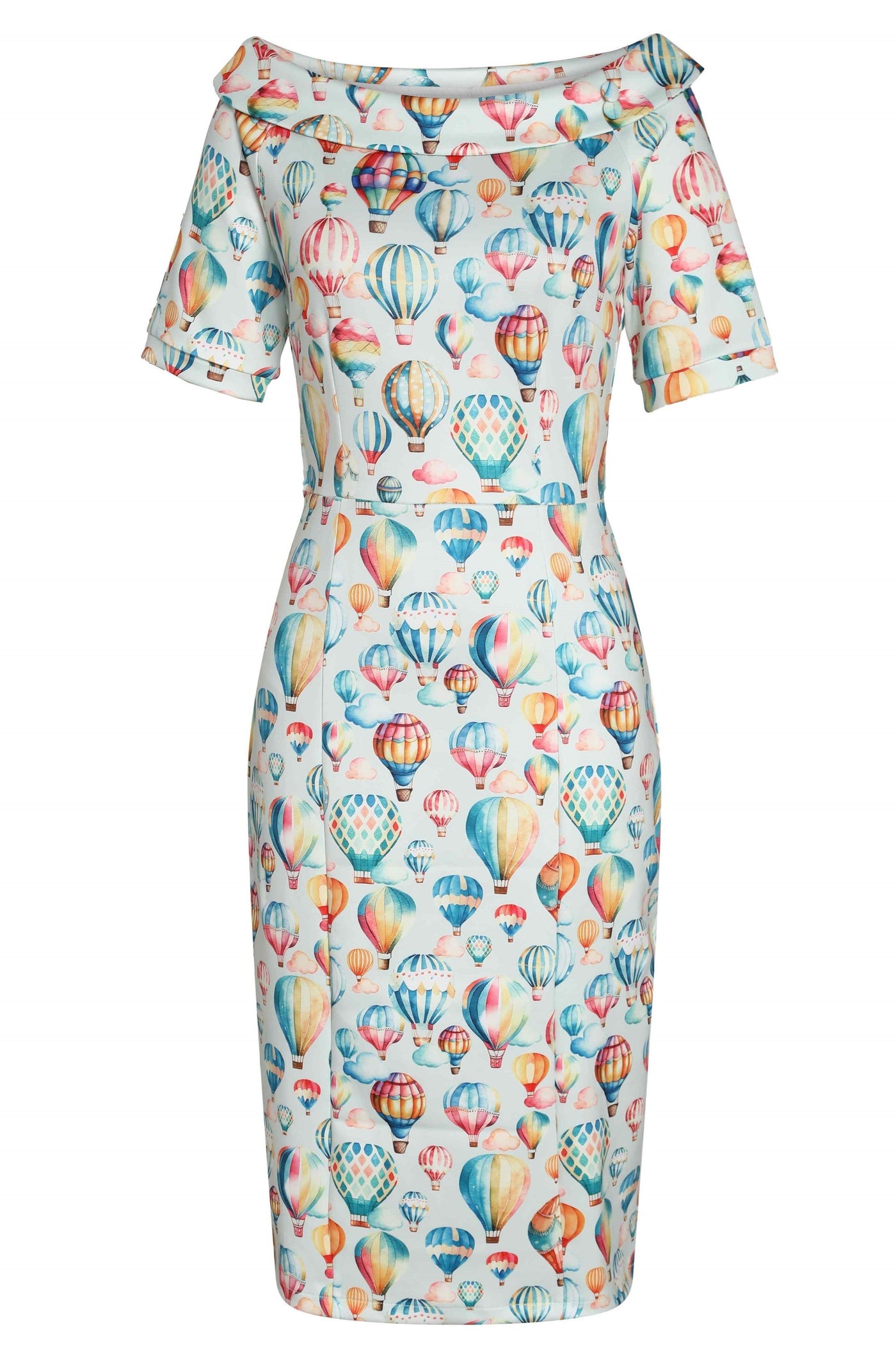 Front view of Hot Air Balloon Fitted Off Shoulder Dress