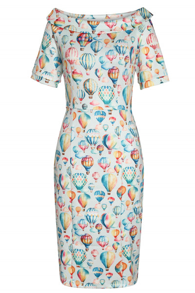 Front view of Hot Air Balloon Fitted Off Shoulder Dress